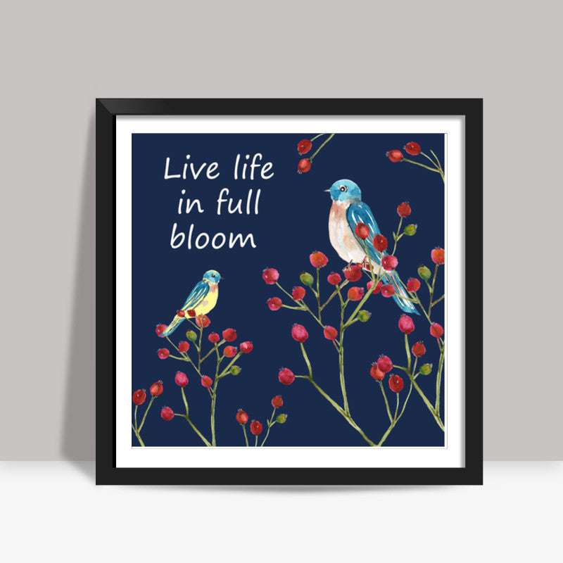 Winter Berries And Birds Nature Typography Poster Square Art Prints