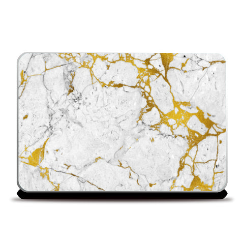 Gold on marble Laptop Skins