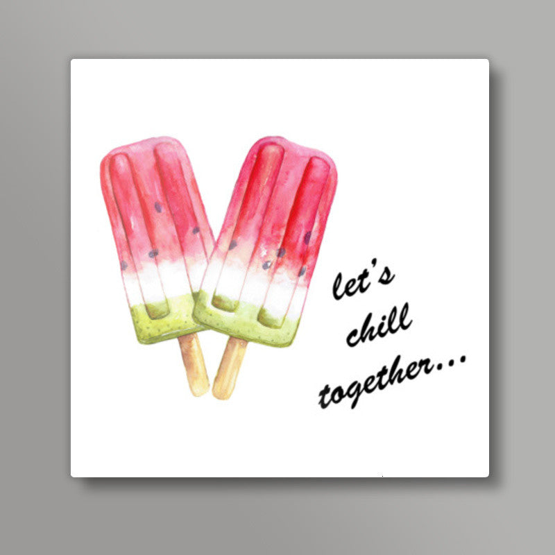 Cute Popsicles Artwork Watercolor Painting Summer Wall Print Square Art Prints