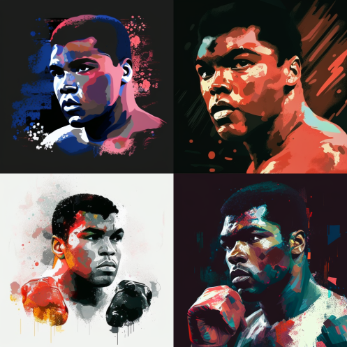 Muhammad Ali boxing poses and motivation posters