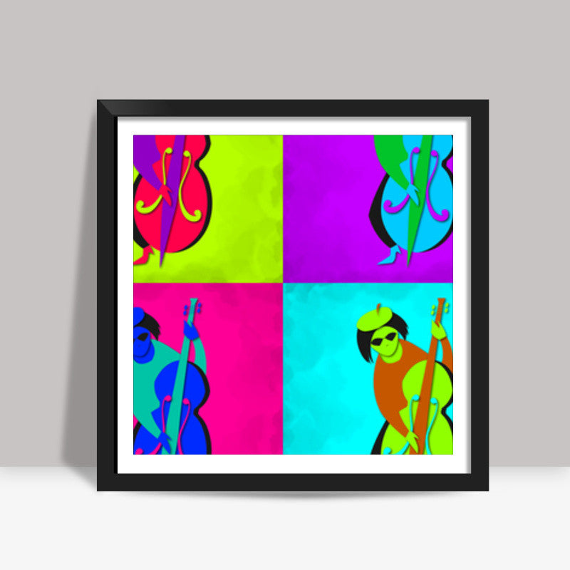 Jazz Man - Double Bass Square Art Prints