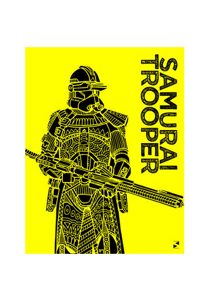 Samurai Trooper- Star Wars inspired  original art - yellow and black Wall Art