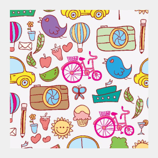 Square Art Prints, Colorful Doodles Square Art