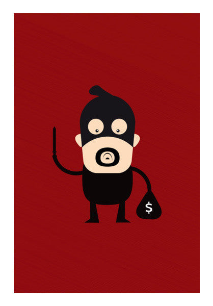 Thief Cartoon Holding Knife Art PosterGully Specials