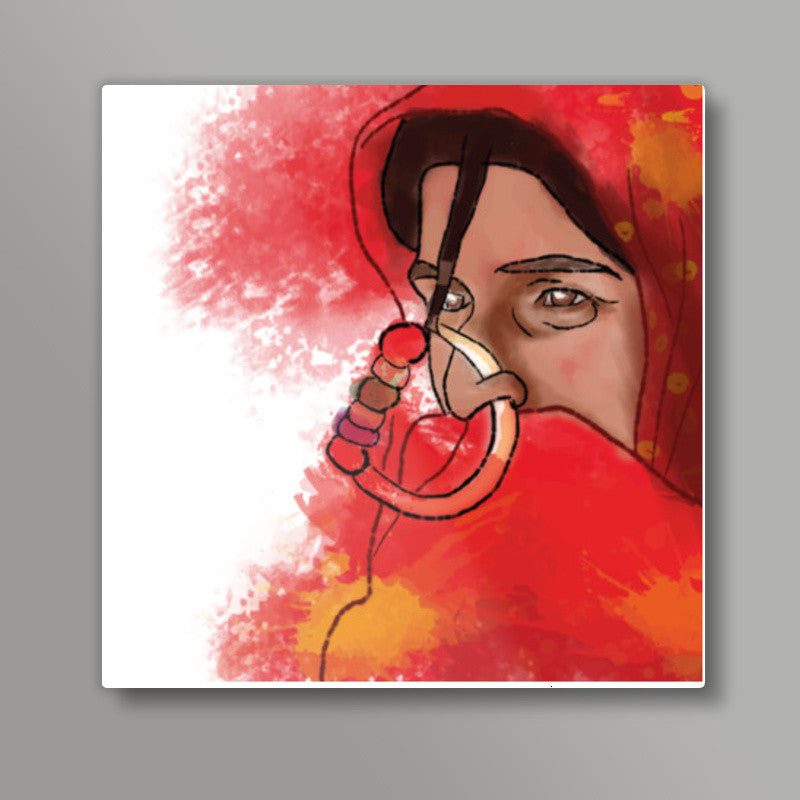 Gujarati Woman Square Art Prints