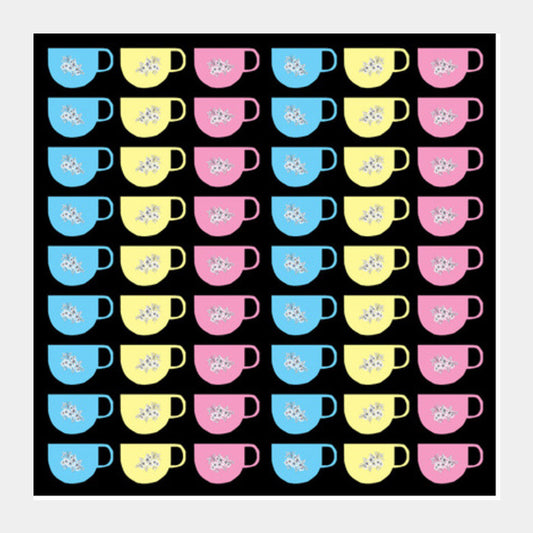 Trendy Cups Silhouette Design Pattern Background Wall Illustration Square Art Prints