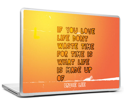 Laptop Skins, Bruce Lee Quote - Dont Waste Time Laptop Skin, - PosterGully