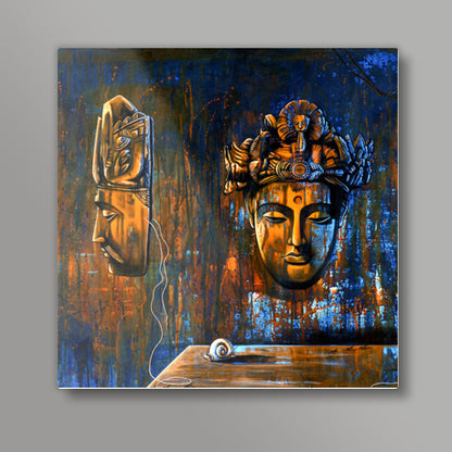 Bodhi Mask and Snail Square Art Prints