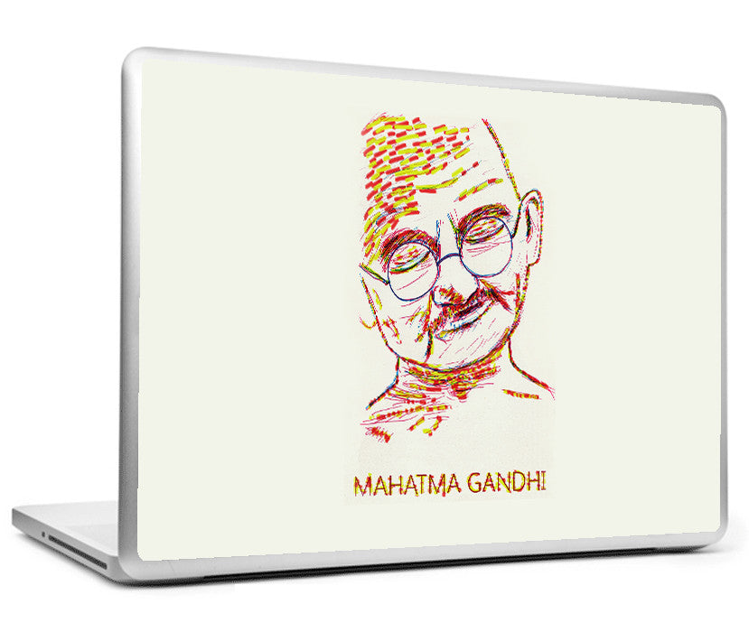 Laptop Skins, Mahatma Gandhi - Yellow Modern Art Laptop Skin, - PosterGully