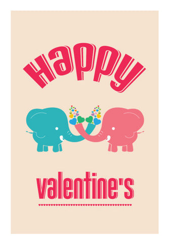 Green Elephant And Red Elephant Valentine's Art PosterGully Specials