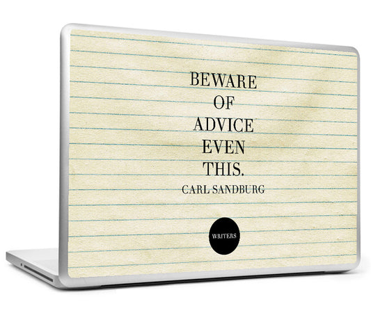 Laptop Skins, Advice Quote - Carl Sandburg #writers Laptop Skin, - PosterGully