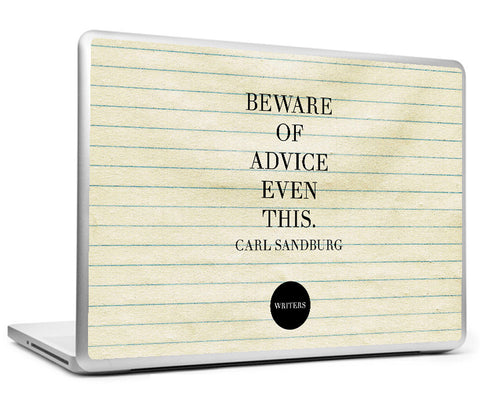 Laptop Skins, Advice Quote - Carl Sandburg #writers Laptop Skin, - PosterGully