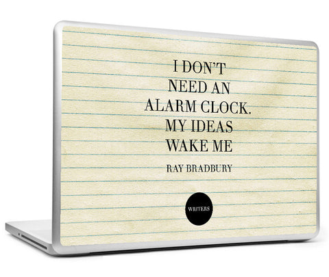 Laptop Skins, Alarm Clock Quote - Ray Bradbury #writers Laptop Skin, - PosterGully