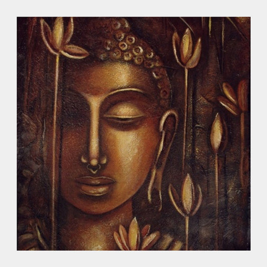 Square Art Prints, golden Buddha Square Art Prints