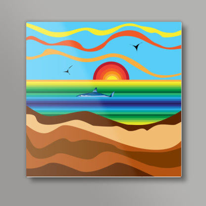 Sunset by the beach ! Square Art Prints