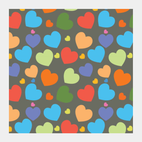Multicolor Seamless Hearts On Dark Square Art Prints PosterGully Specials