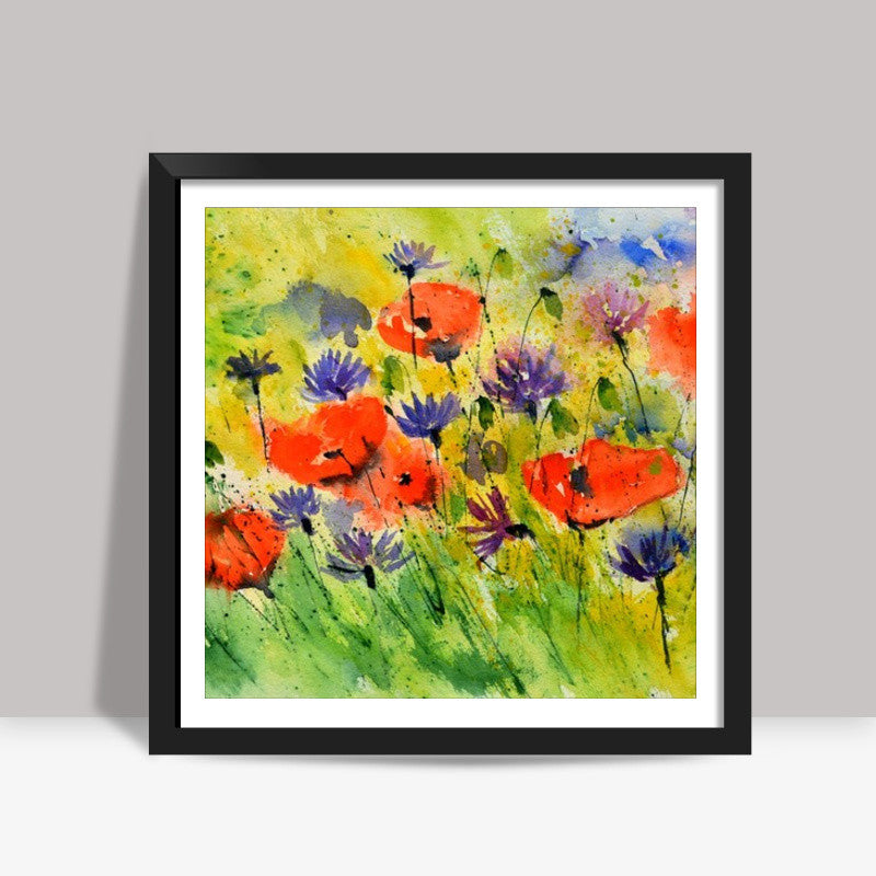 Watercolor poppies 365151 Square Art Prints