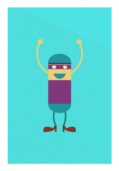 Cartoon Man Standing Hold Hands Up Art PosterGully Specials