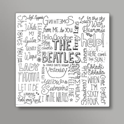 The Beatles text doodle Square Art Prints