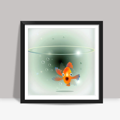 fish in bowl Square Art Prints