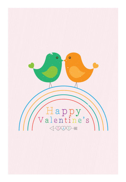 Birds Are Kissing On The Rainbow Art PosterGully Specials