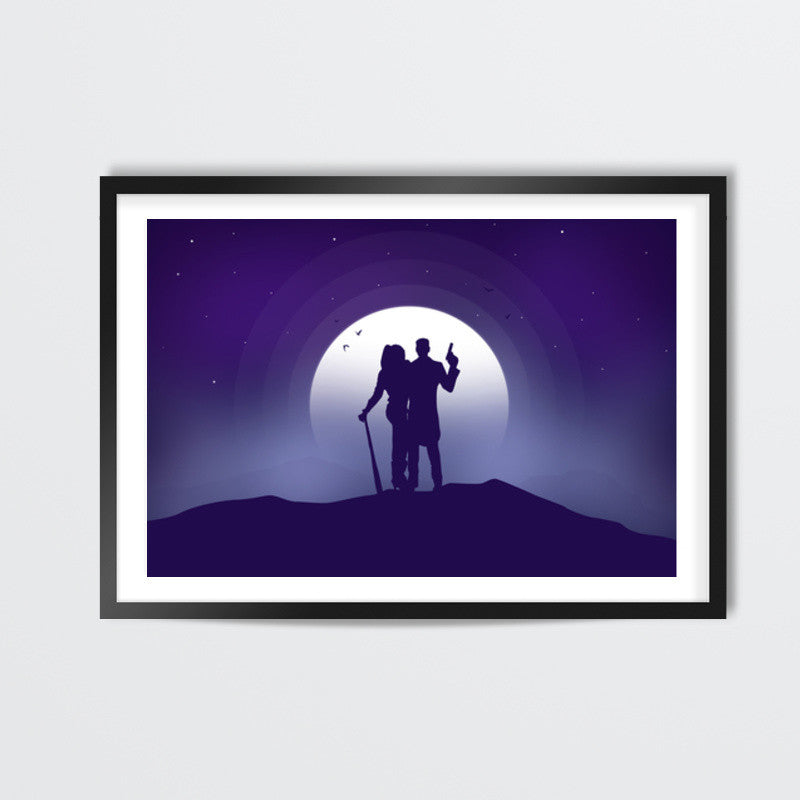 Joker & Harley Quinn Moon Night Wall Art