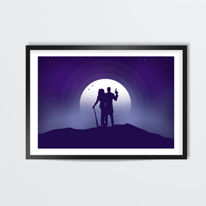 Joker & Harley Quinn Moon Night Wall Art