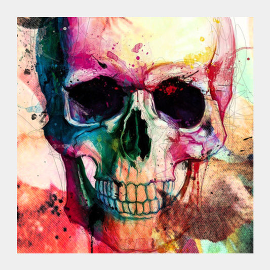 Square Art Prints, Floral Skull Square Art Prints