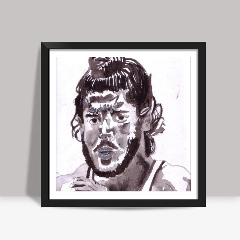 Farhan Akhtar as Milkha Singh Square Art Prints