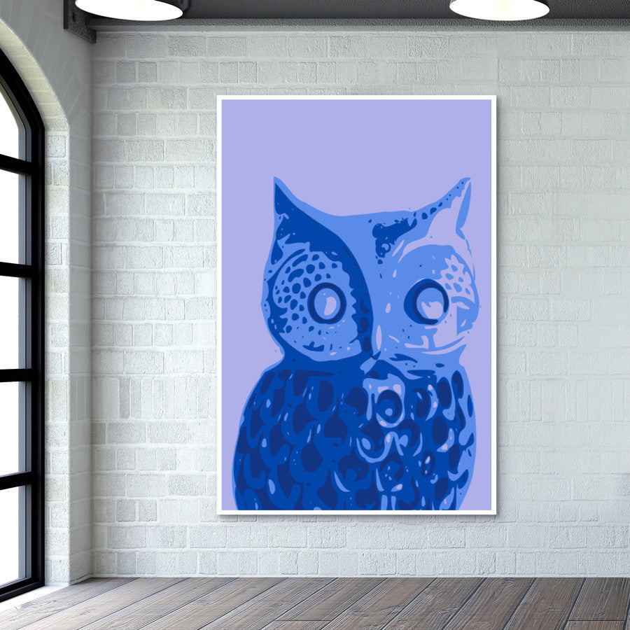 Abstract Owl Bird Blue Wall Art