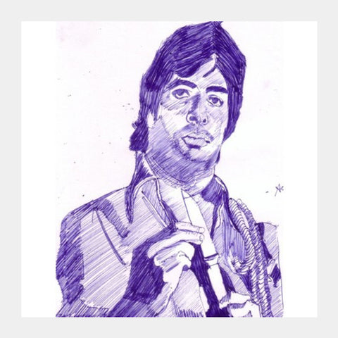 Square Art Prints, Bollywood superstar Amitabh Bachchan in his angry young man avatar Square Art Prints