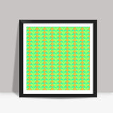 Trippy Triangles | Green orange Square Art Prints