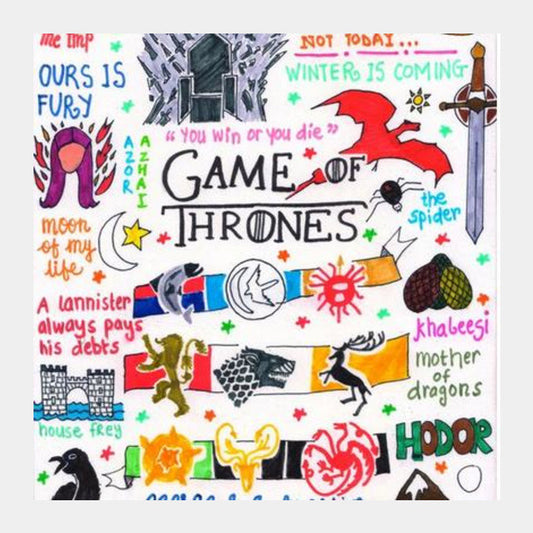 Square Art Prints, Game of Thrones Doodle Square Art Prints