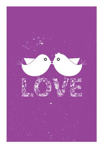 PosterGully Specials, Purple birds kissing with love Wall Art