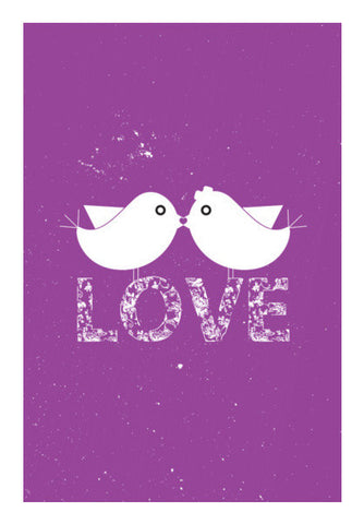 Purple Birds Kissing With Love Art PosterGully Specials