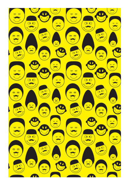 Yellow With Black Funny Faces  Art PosterGully Specials