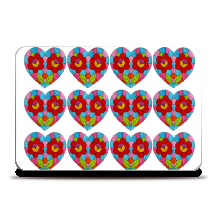 Laptop Skins, Valentines Day Colorful Mosaic Heart Pattern  Laptop Skins