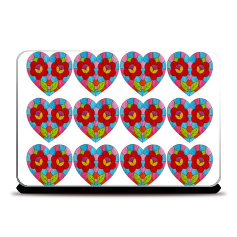 Laptop Skins, Valentines Day Colorful Mosaic Heart Pattern  Laptop Skins
