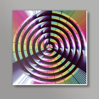 Abstract Concentric Circles Techno Motion Digital Science Background  Square Art Prints