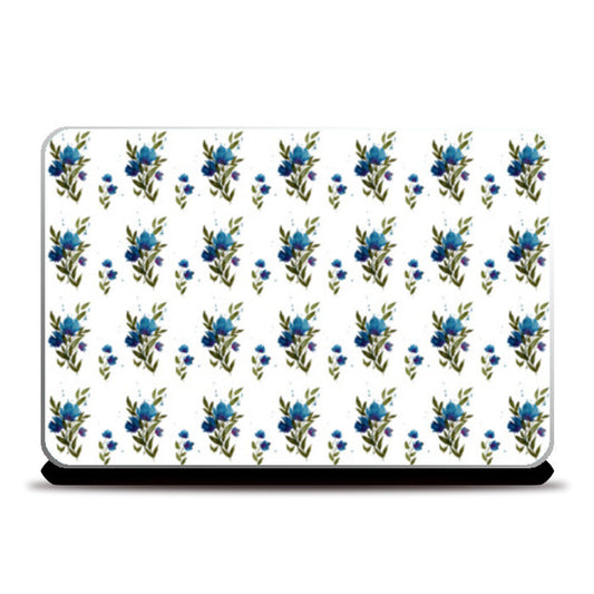 Laptop Skins, Elegant Blue Floral Spring Pattern  Laptop Skins