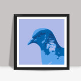 Abstract Pigeon Blue Square Art