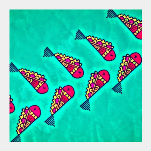 Square Art Prints, Quirky Fish Zenscrawl Square Art Prints