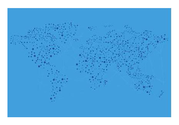 Blue Connected World Map Wall Art