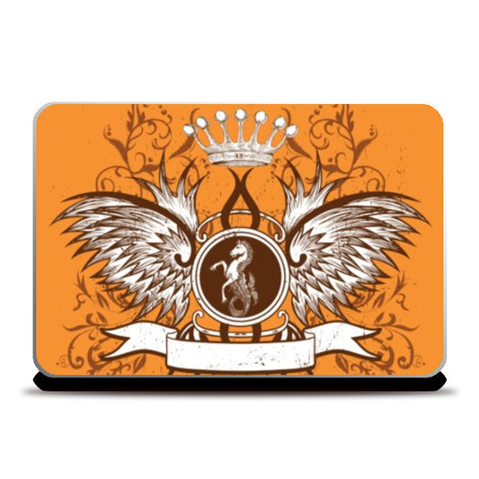 Laptop Skins, horse with wing,Crown and Floral Laptop Skins