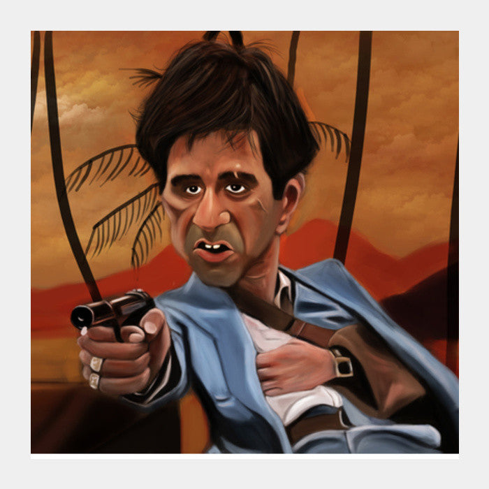 Square Art Prints, Scar Face | Tony Montana | Caricature Square Art Prints