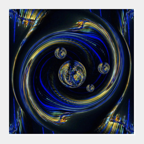 Surreal Blue Galaxy Digital Artwork Graphic Illustration Background Square Art Prints