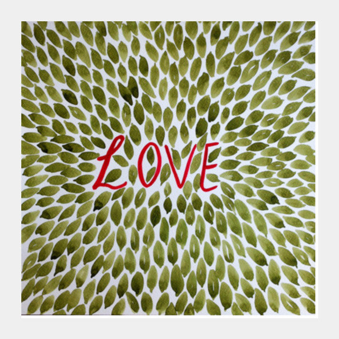 Square Art Prints, Valentines Day Love Typography Green Leaves Square Art Prints