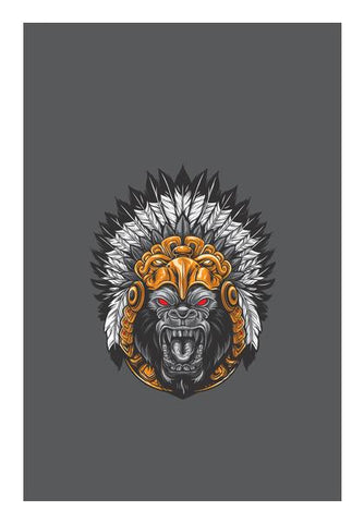 Gorilla Wearing Aztec Headdress Wall Art PosterGully Specials