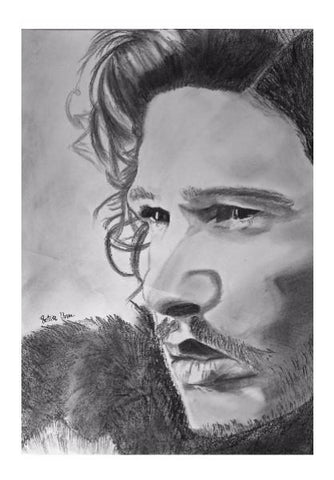PosterGully Specials, Crows before Hoes Pencil drawing of Jon Snow Wall Art