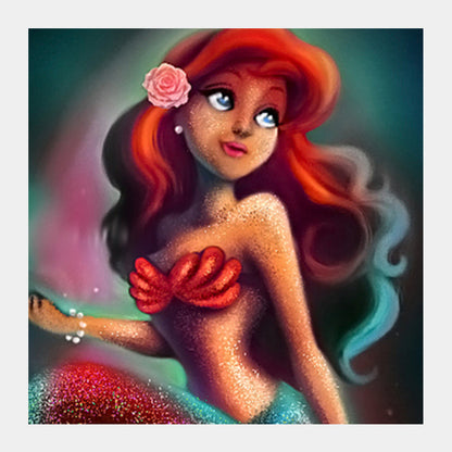 Square Art Prints, mermaid princess ariel Square Art Prints